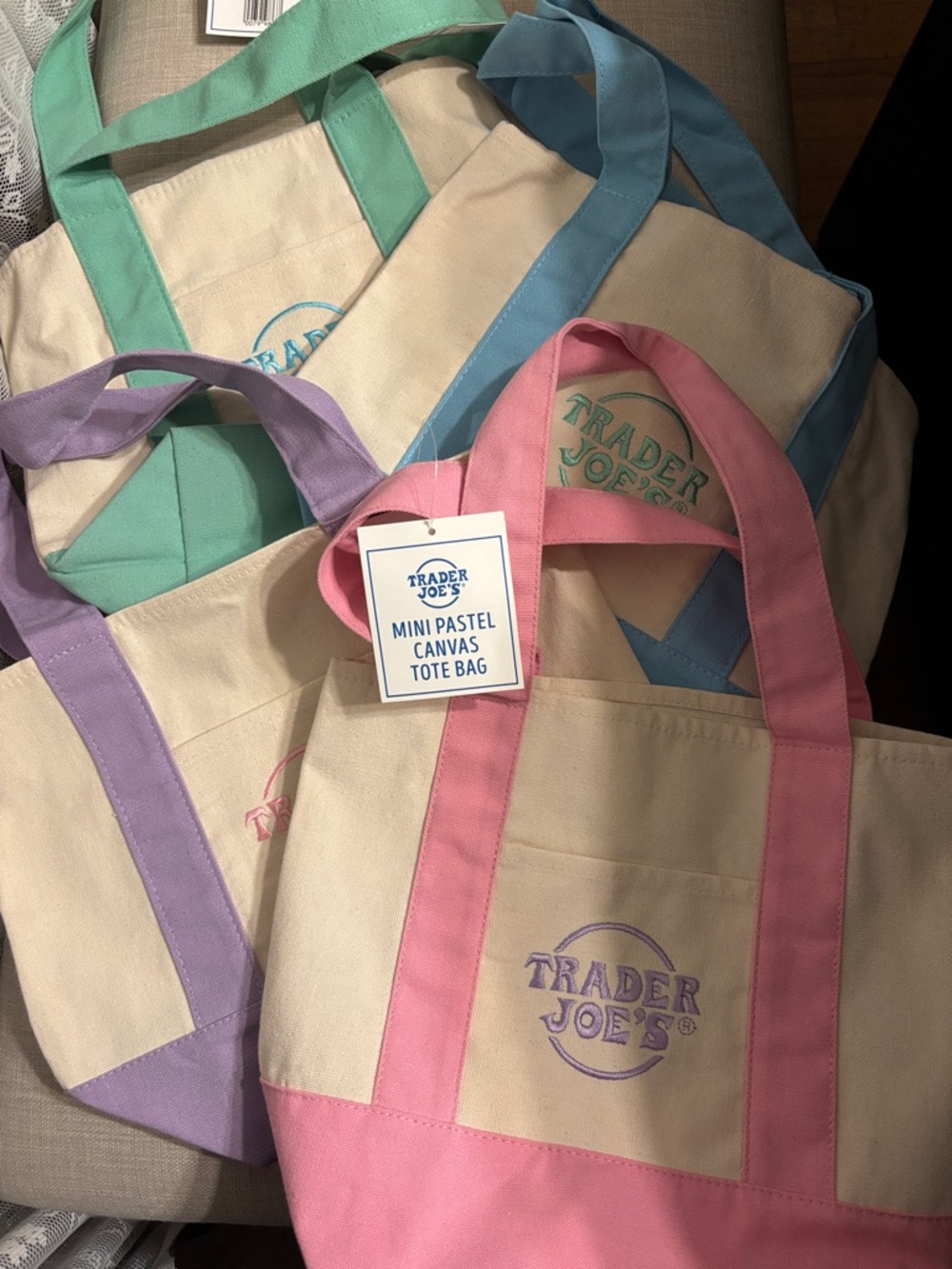 Mini Pastel Canvas Tote Bag - Pink